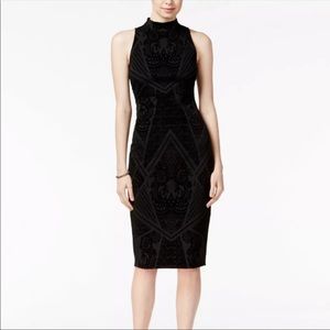 Bar lll High Neck Velvet Patterned Dress